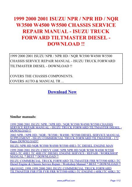 Isuzu npr service manual download